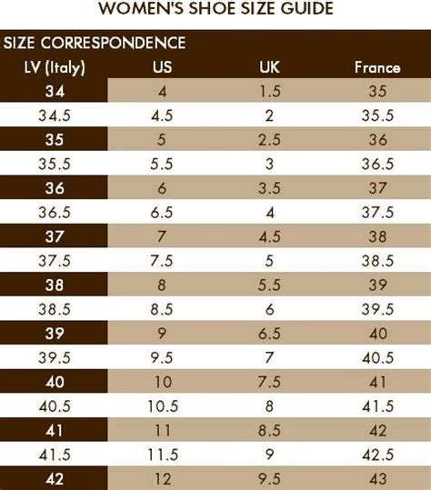 louis vuitton women's shoes size chart